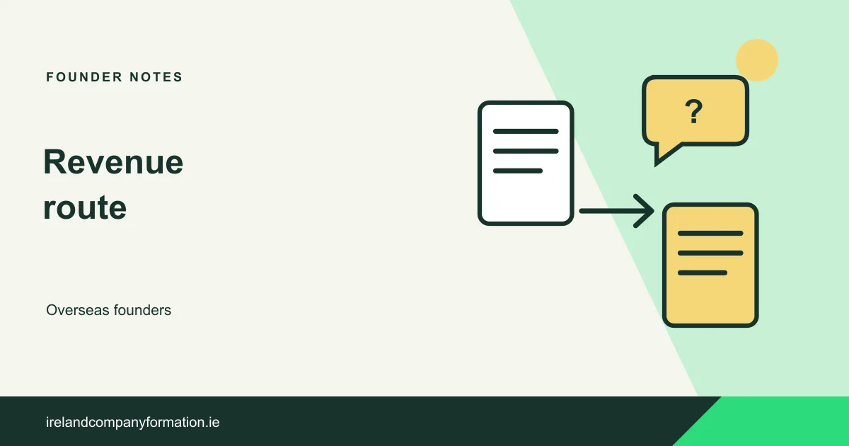 Two registration documents connected by a route arrow