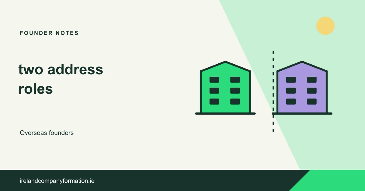 Two distinct buildings separated to show different address roles